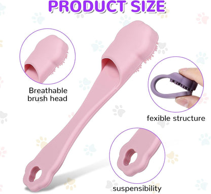 Qianyu 4 Pack Silicone Dog & Cat Finger Toothbrush Kit - Food Grade, Safe, Non-Toxic, Easy Teeth Cleaning, Prevents Bad Breath & Oral Inflammation