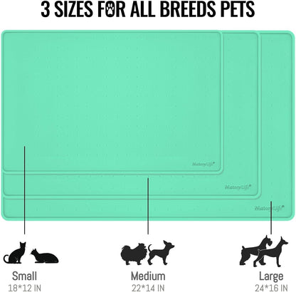 MateeyLife Silicone Cat & Dog Food Mat for Floors Waterproof, Anti-Slip Dog Bowl Mats for Food and Water, Pet Feeding Mats with Lip to Prevent Spills, Pet Placemat for Messy Drinkers to Protect Floors