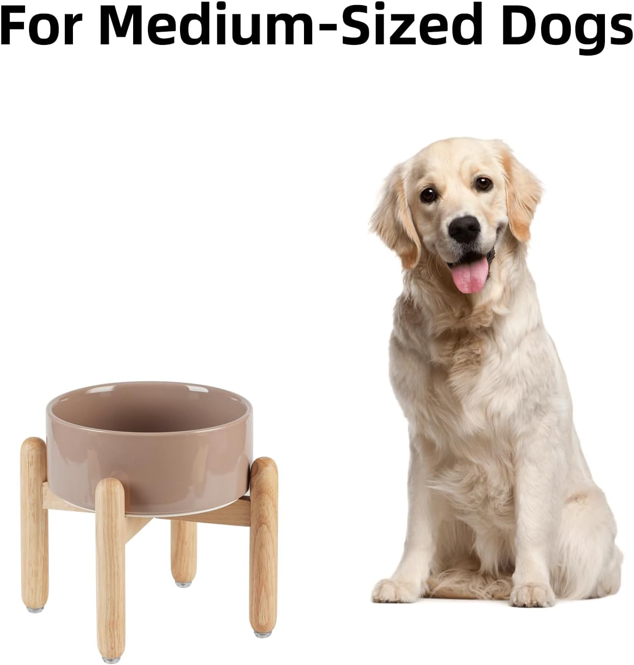 Havniva 8.3inch Ceramic Raised Dog Bowl with Stand, Elevated Dog Bowls for Large Breed Dog Food and Water Bowl Non-Slip Dog Dish Large Capacity Feeding Pet Water Bowl