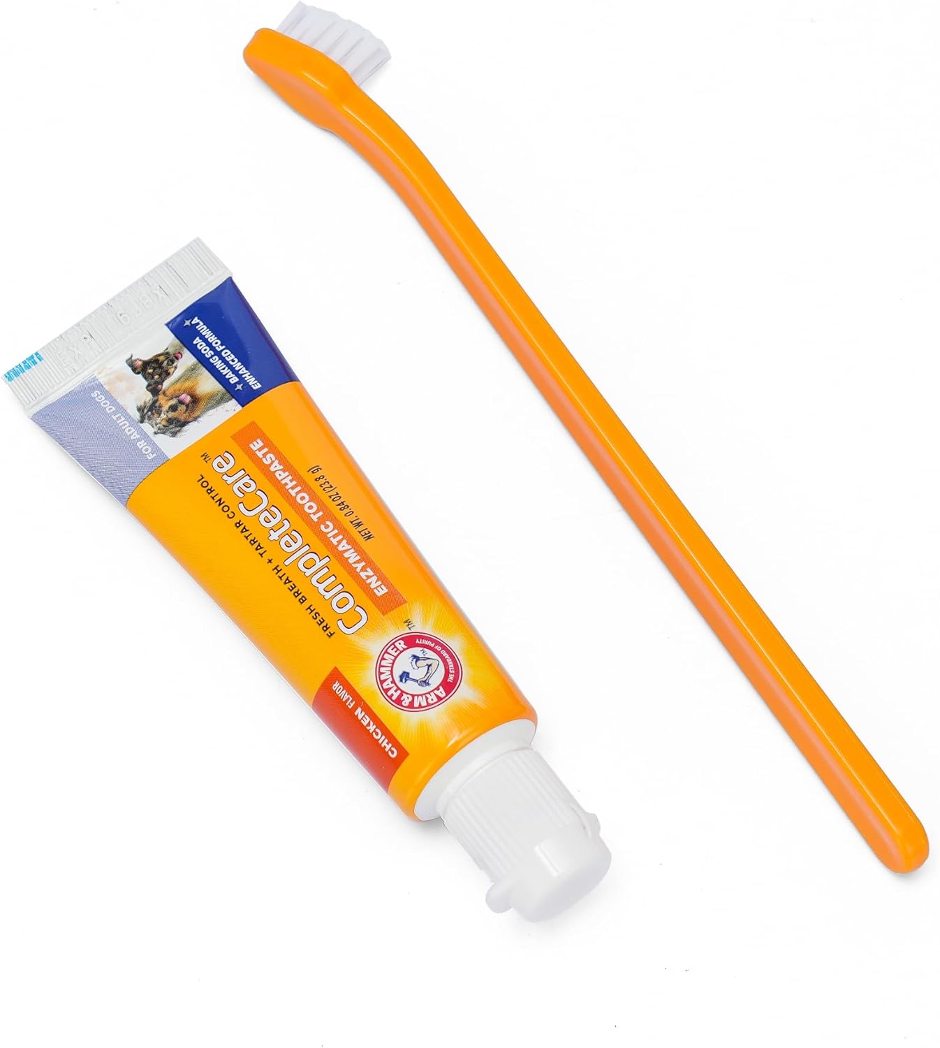 Arm & Hammer Complete Care Dog Dental Kit, Chicken Flavor - Includes Enzymatic Dog Toothpaste and Toothbrush for Dogs - Baking Soda Enhanced Formula, 0.84 Oz
