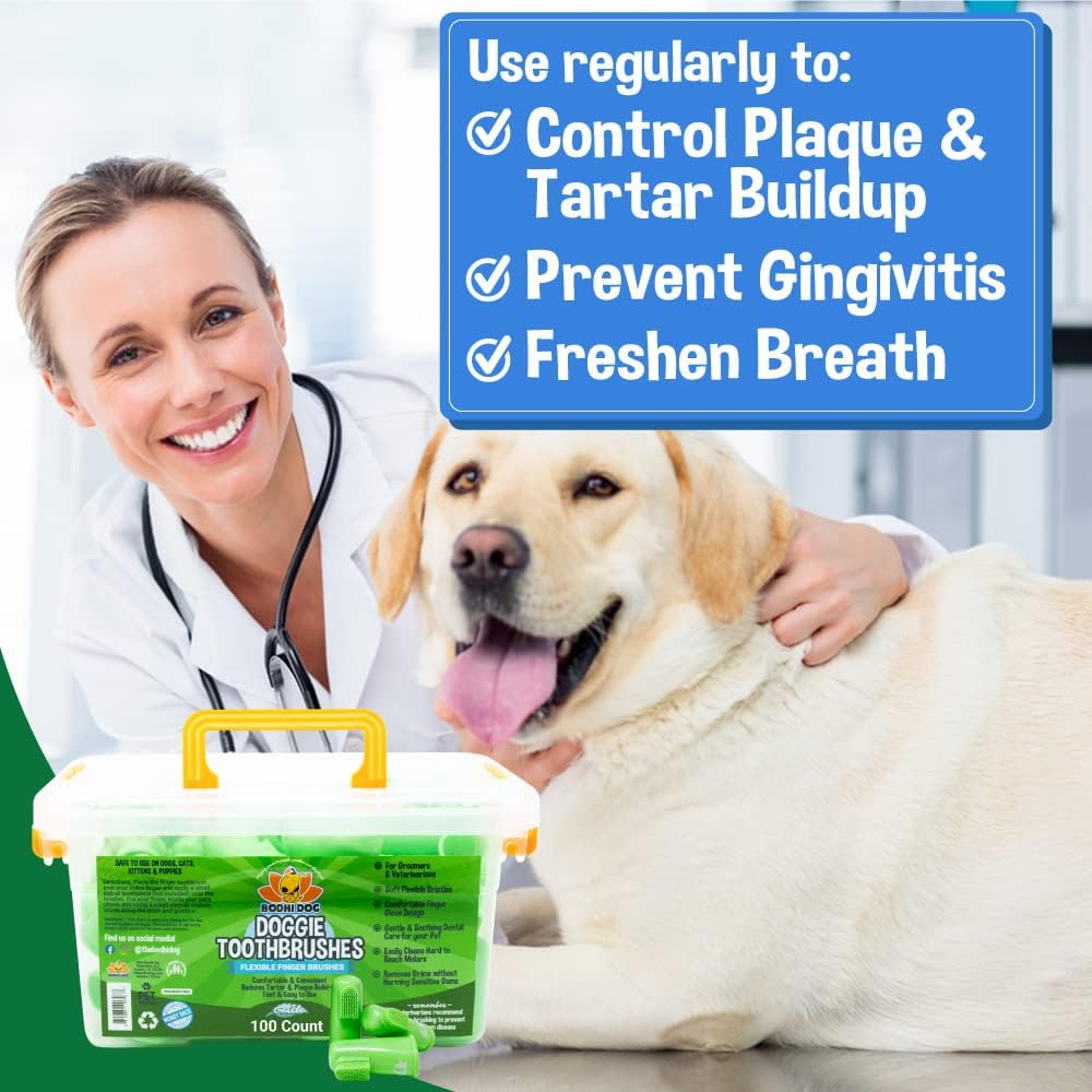 Bodhi Dog Finger Toothbrush for Dogs & Cats - Puppy Toothbrush with Soft Flexible Silicone Bristles, Gentle for Sensitive Gums, Promotes Healthy Teeth & Gums, Easy Teeth Cleaning Tool (50 Count)