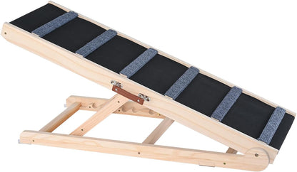 VEVOR Dog Ramp, Folding Pet Ramp for Bed, Adjustable Dog Ramp for Small, Large, Old Dogs & Cats, Wooden Pet Ramp with 39.3" Long Ramp, Adjustable from 15" to 22", Suitable for Couch, Sofa, Car