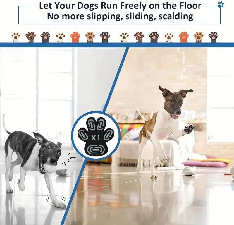24pcs Paw Pads for Dogs Traction – Self Adhesive Paw Grips for Senior Dogs, Anti-Slip Disposable Paw Protector Pads for Hardwood Floors, Comfortable & Secure Fit (Black, XL)