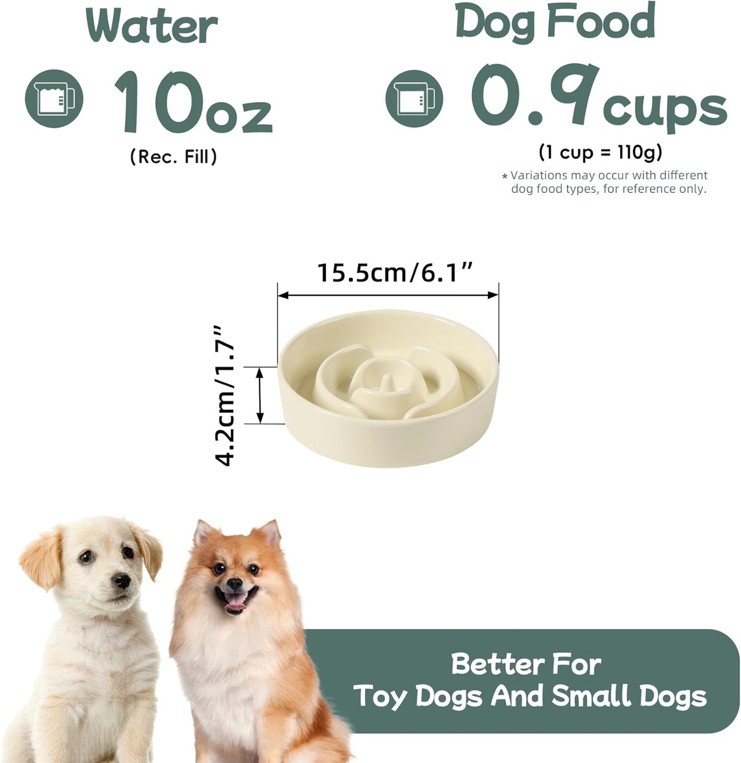 Havniva Ceramic Slow Feeder Dog Bowls, 1.6 Cups Dog Bowl Slow Feeding for Medium Breed, 8.2inch Puzzle Dog Food Bowl Slow Feeder Non-Slip Anti-Gulping and Anti-Choking Reduces Bloating