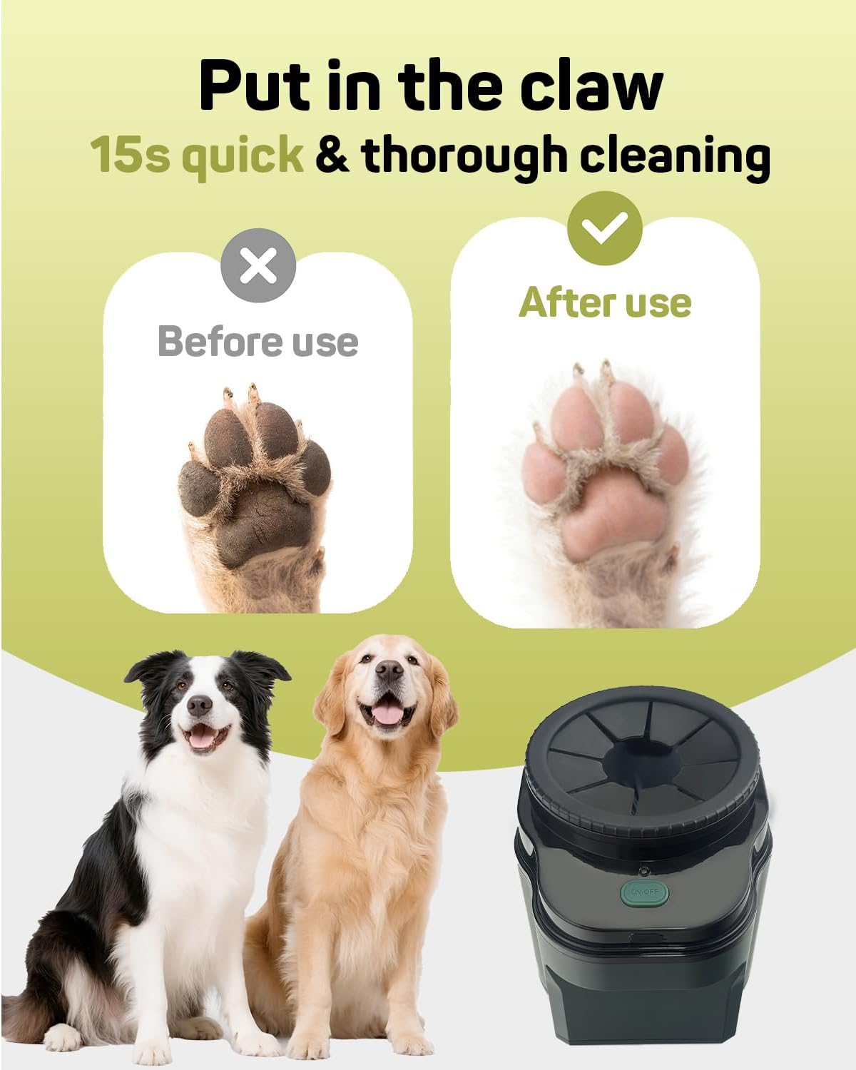 Plike Electric Dog Paw Cleaner for Medium & Large Dogs - Automatic Paw Washing Cup with Infrared Sensor, Gentle Silicone Brushes & Smart Drainage System, Two-Way Rotation Cleaning for Easy Cleaning
