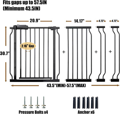 Extra Wide 76.4-81 Inch Large Baby Gates for Stairs, Doorways - No Drilling, Pressure Mounted Pet Gates for Kids & Dogs