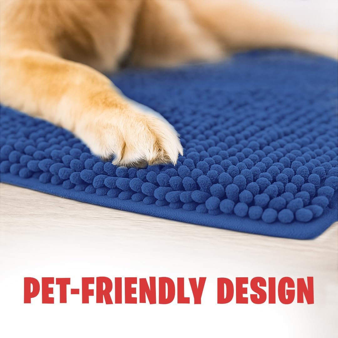 MudGuard Mat™ Dog Door Mat for Muddy Paws, Super Absorbent Microfiber, Non-Slip Indoor Mat, Quick Dry Chenille Mud Mat for Dogs & Entryway, Washable, Grey 19" x 30"