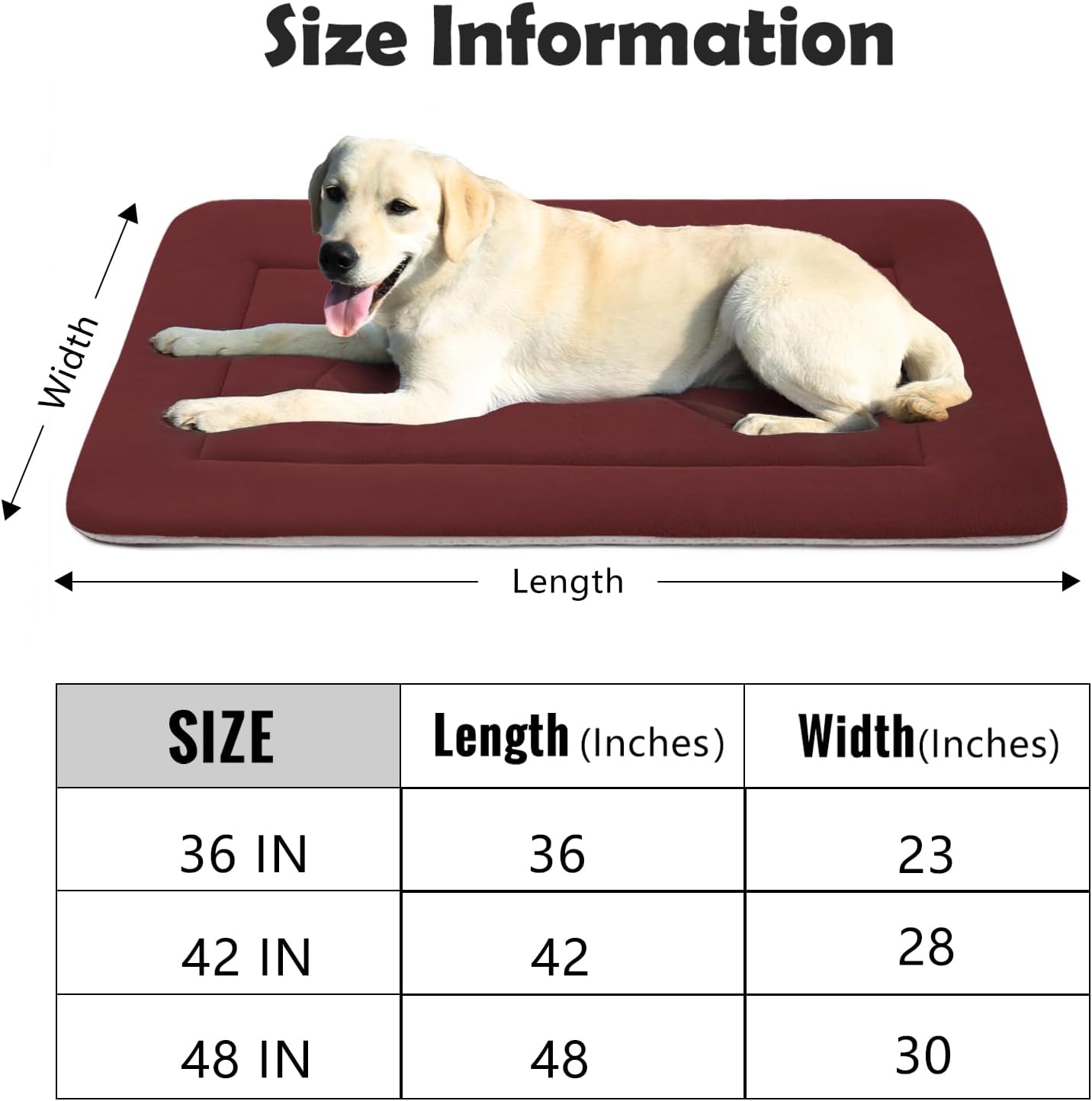 Large Dog Bed Soft Dog Crate Pad Mat 42 in Non-Slip Bottom Washable Dog Sleeping Mattress Pet Beds Cat Bed Kennel Pad, Dark Gray
