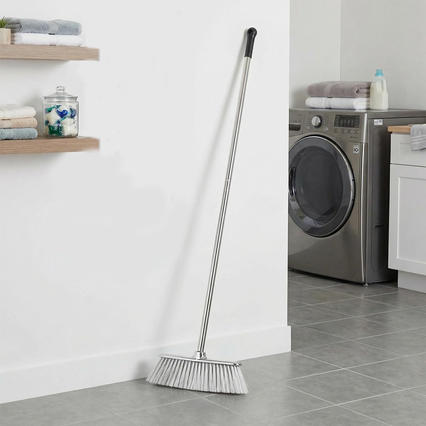Indoor Soft Bristles Angle Sweeping Broom with Long Handle for Kitchen Hardwood Floor Cleaning