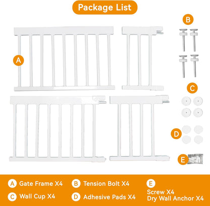SHYUJAJIE Dog Gate for Small Dogs,Adjustable 18-48" Extra Wide Short Dog Gate for doorways,Low Pet Gate to Step Over for Stairs(White, 10" Height)