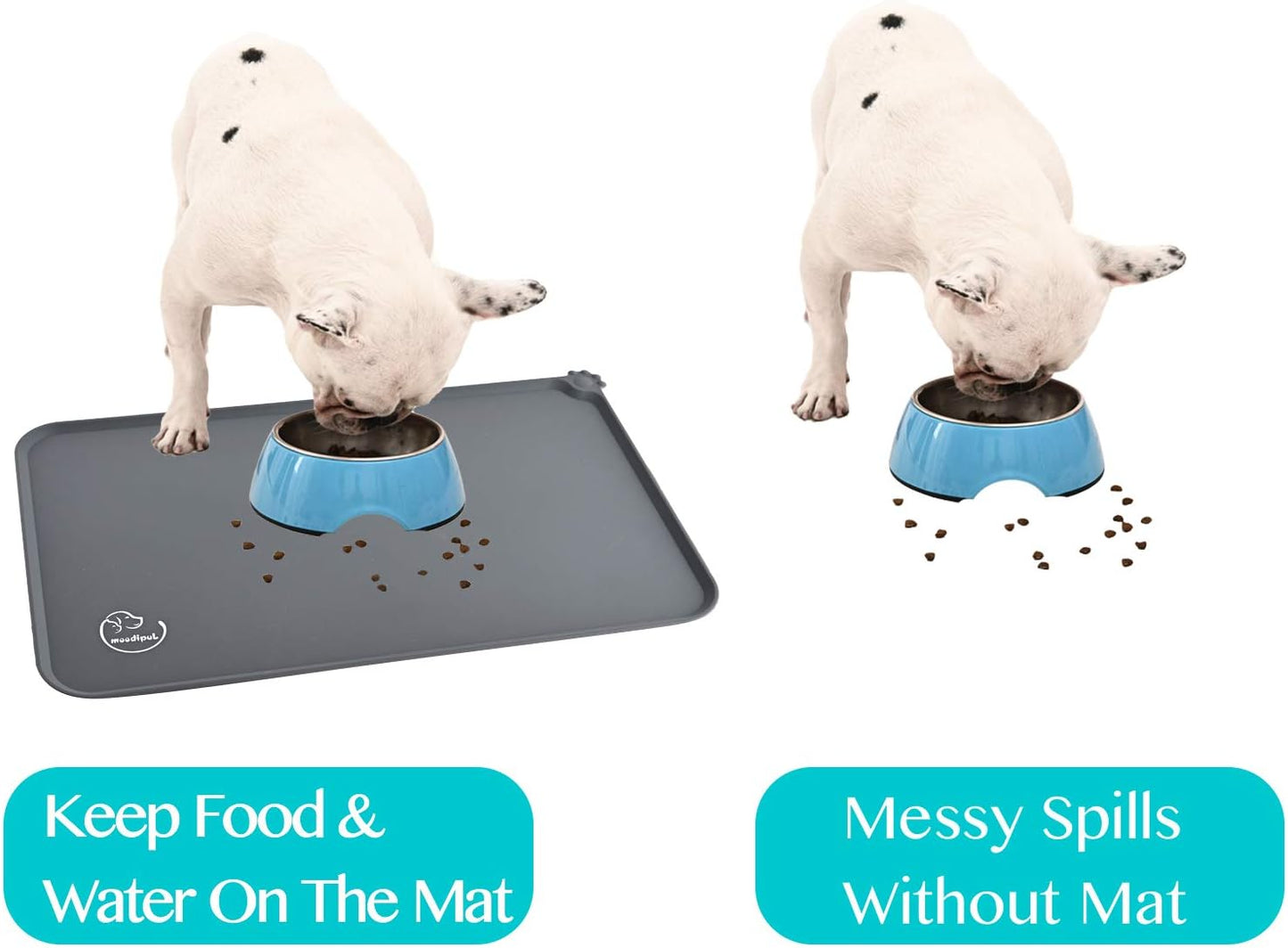 Silicone Waterproof Dog Cat Pet Feeding Mats, Non Slip, Easy Clean Pet Dog Cat Bowl Mats Placemat (18.5" x 11.5") Green