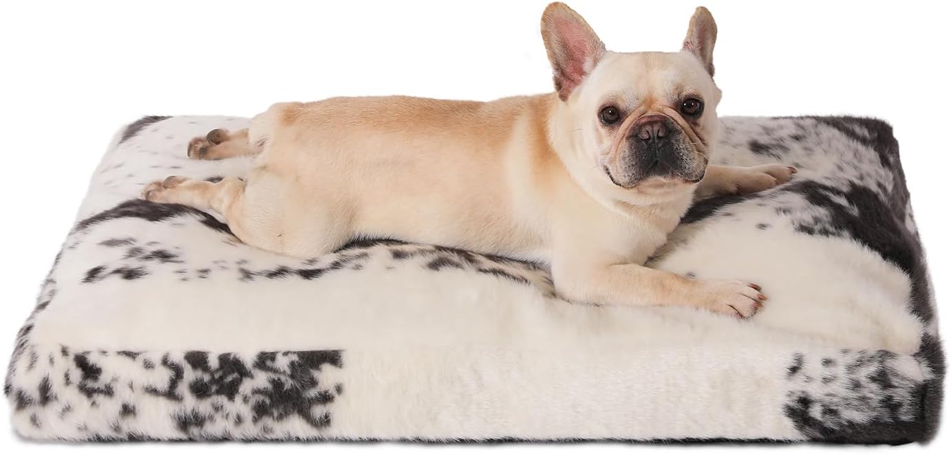 Bedfolks Waterproof Dog Crate Bed, Plush With Removable Washable Cover, Faux Fur Crate Pad for Medium Dogs, Fluffy Kennel 29"x21", Dark Grey