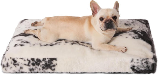 Bedfolks Waterproof Dog Crate Bed, Plush With Removable Washable Cover, Faux Fur Crate Pad for Medium Dogs, Fluffy Kennel 29"x21", Dark Grey