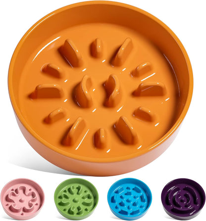 LE TAUCI Dog Bowls Slow Feeder Ceramic, 1.5 Cup Slow Feeding Bowl for Small and Medium Breed, Puzzle Dog Food Bowl for Fast Eater, Maze Purple