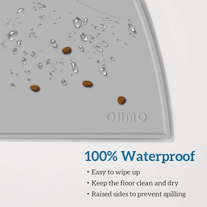 OHMO - Cat Food Mat, Silicone Pet Feeding Mat for Floor Non-Skid Waterproof Dog Water Bowl Tray, Easy to Clean Pet Placemat (Erythrinus, 18 * 9.8'')