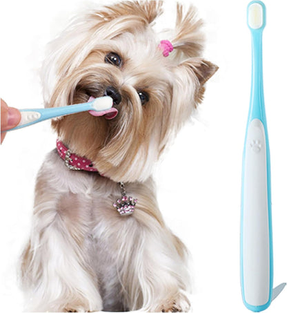 Small Dog Toothbrush, Cat & Puppy Tooth Brushing Kit, Ultra Soft & Mini Head Teeth Brush for Kitten & Tiny Pet, Doggy Toothbrushes Deep Dental Cleaning, 2 PCS - Pink Color
