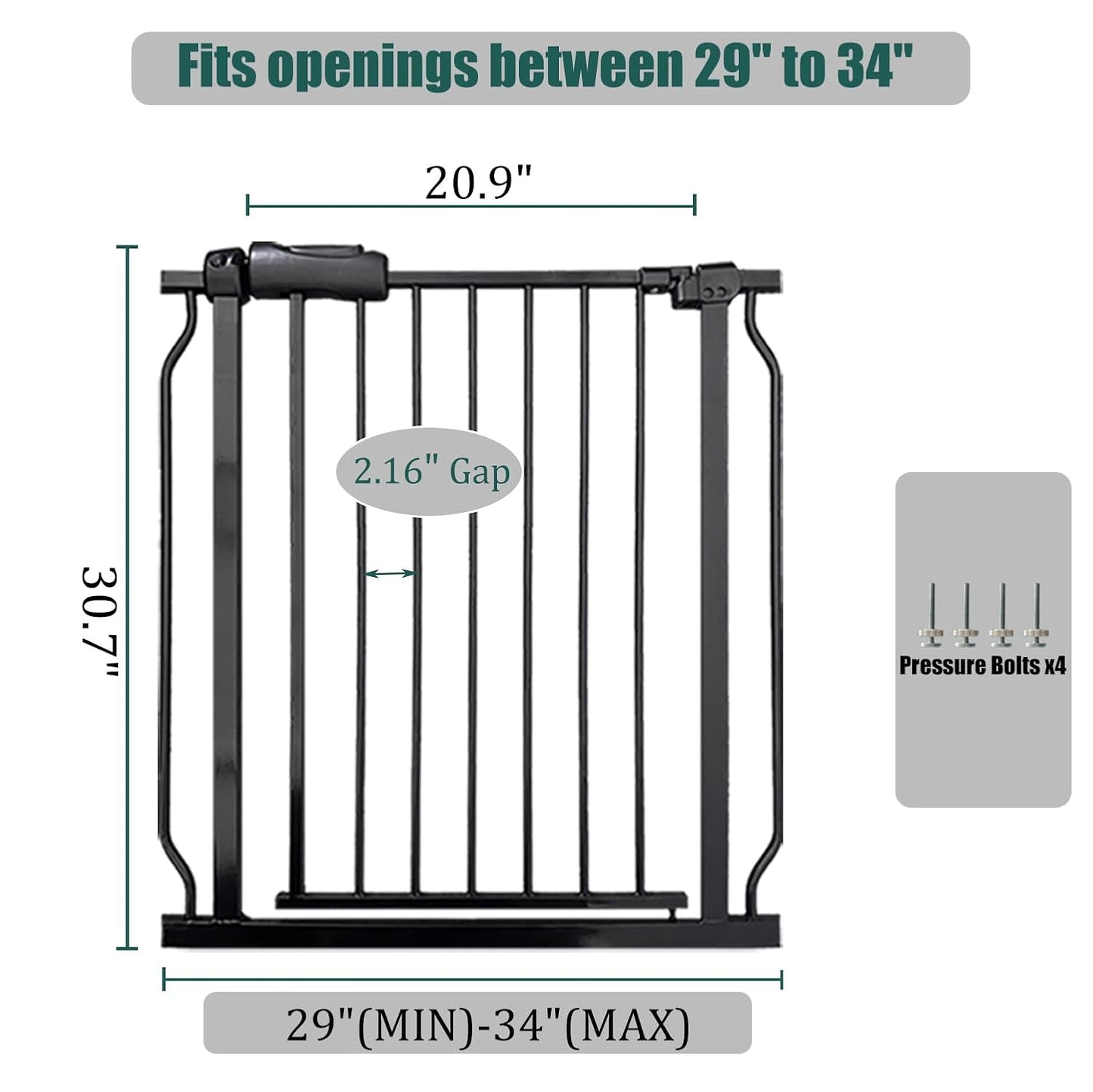 Extra Wide Baby Gate 85.8-90.5" Dog Gate Indoor Pressure Mounted No Drill Safety Gate for Large Entries, Kitchen,Stairs & Doorways, Black Metal Indoor Pet Gate for Kids & Dogs