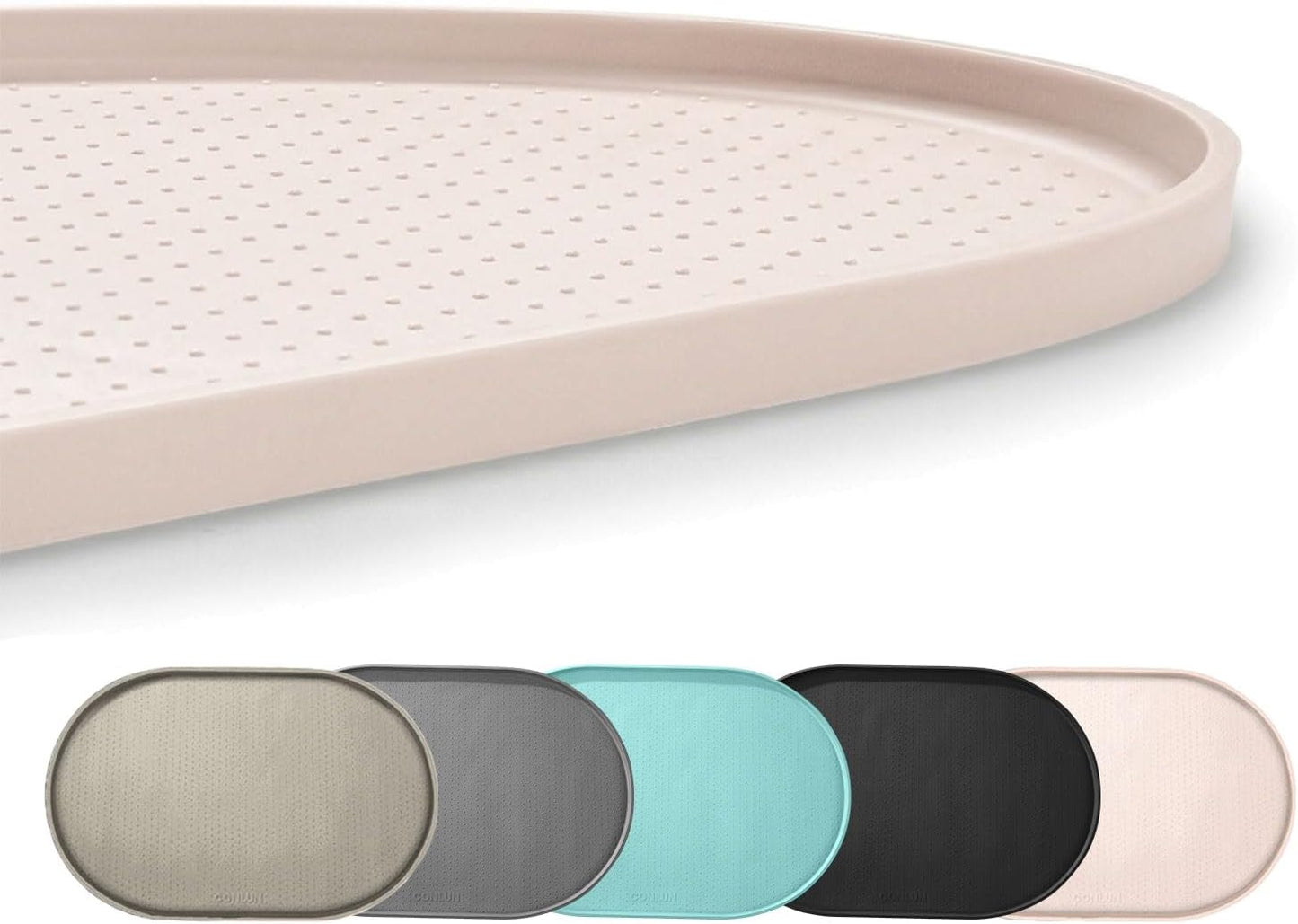 Conlun Dog Food Mat,1/2 Inch Raised Edges Cat Feeding Mat,BPA-Free Silicone Pet Mats for Floor Waterproof,Rubber Placemats for Food and Water Bowls(Natural Tan,18.9"x11.8")