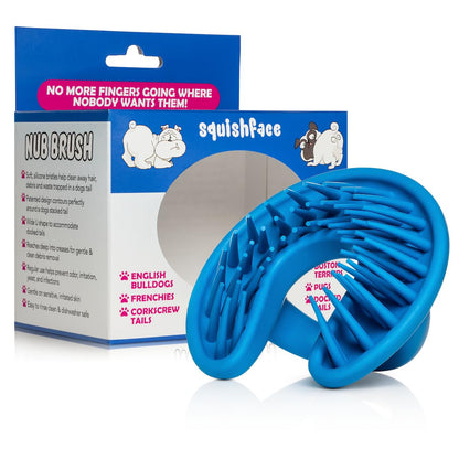 Squishface Nub Brush – Corkscrew Tail Dog Brush for Bulldogs | Silicone Grooming Brush for Trapped Hair, Debris, Itchy Skin Folds & Scooting - Great for Small Animals