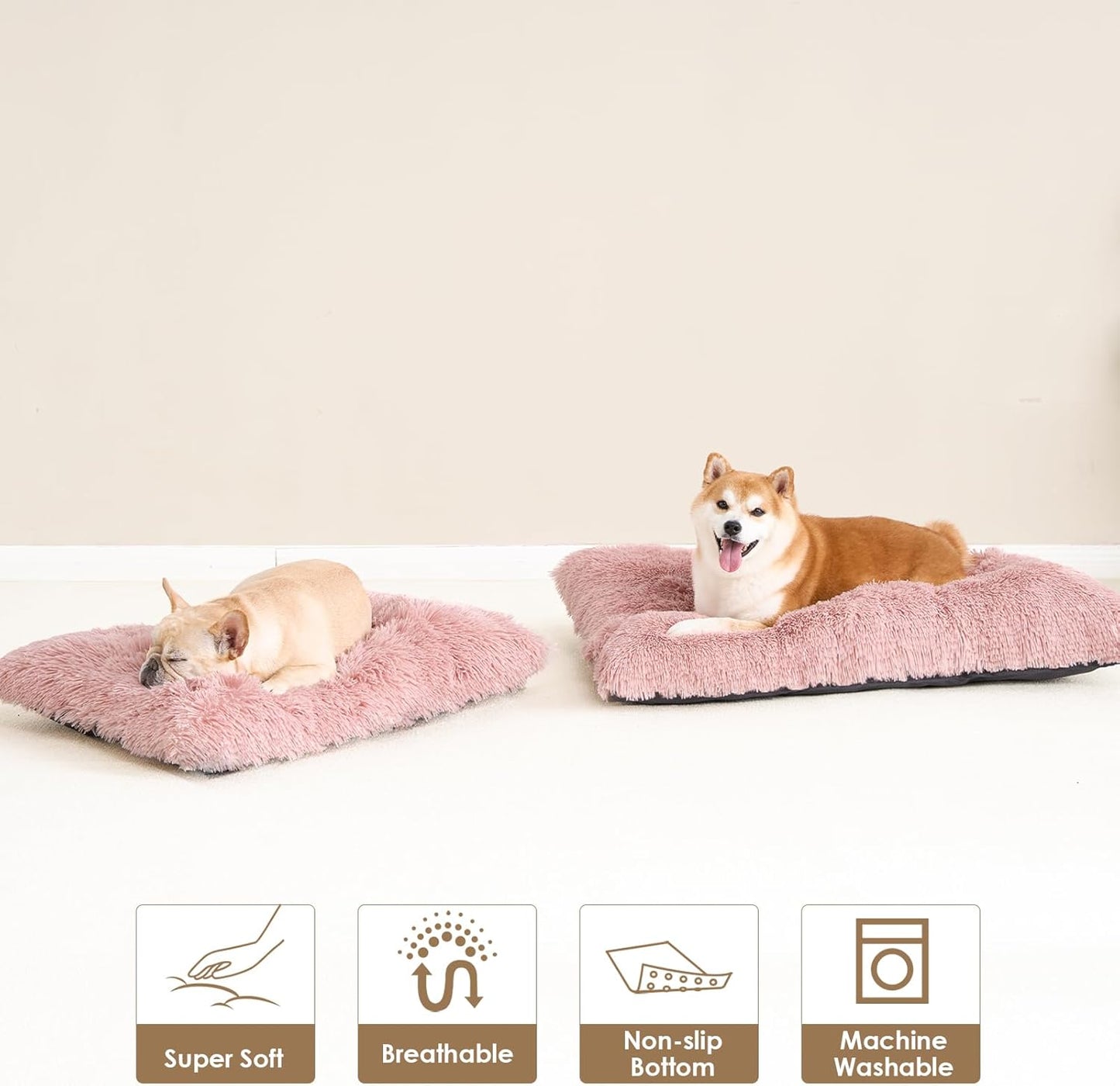 EHEYCIGA Fluffy Dog Crate Bed for Medium Dogs, Plush Faux Fur Crate Pad, Calming Anti Anxiety Medium Dog Bed, Washable Soft Warm Crate Mat with Non-Slip Bottom