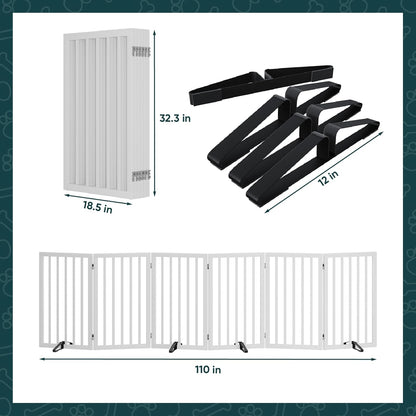 Freestanding Dog Gates Indoor, 3-Panel Pet Gates with 2 Metal Stands and 360° Hinge, 24" H Foldable Dog Gate for Stairs, Doorway, Kitchen, Expands Up to 55" Fully Assembled - Black Walnut
