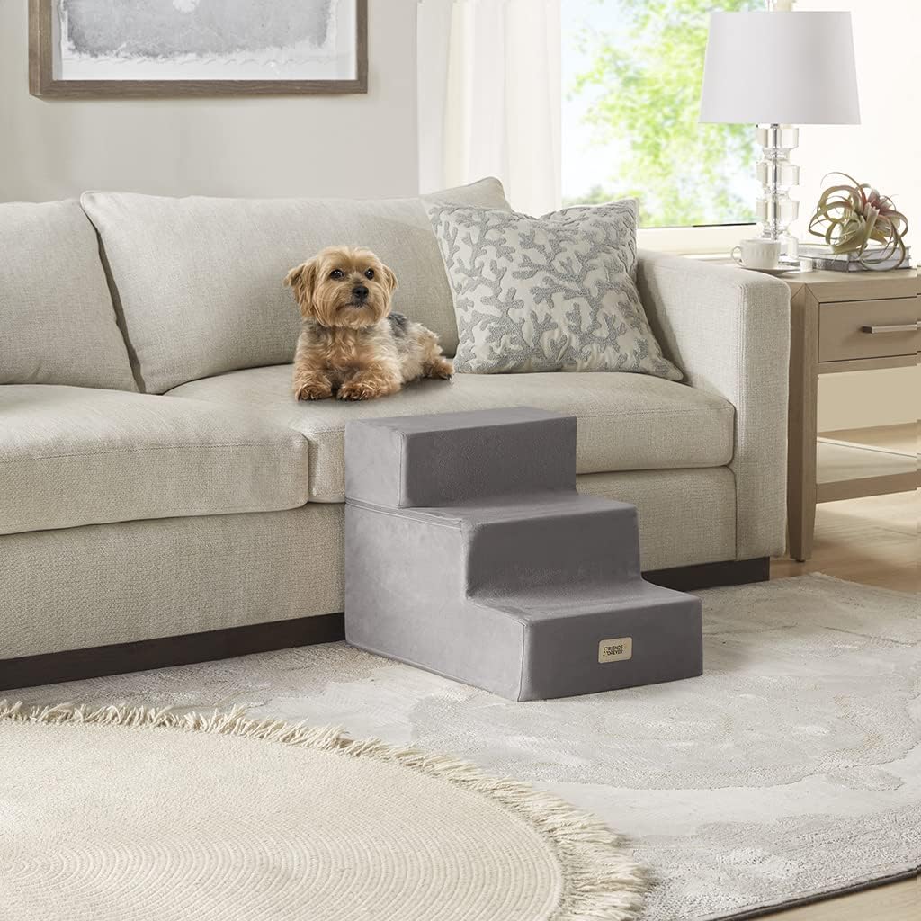 Friends Forever Milo Folding Dog Stairs for Indoor, Premium Foam Pet Steps, Safe, Comfortable Ladder, Helpful Ramp for Smaller and Older Pets, Machine Washable Removable Cover, 2 steps, Cocoa