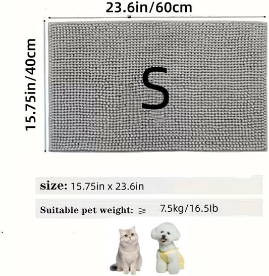 Dog Chenille Door Mat for Muddy Paws ，Absorbs Moisture and Dirt, Absorbent Non-Slip Washable Doormat, Quick Dry Chenille Mud Rug, Suitable for Living Room Bedroom, Indoor, Entrance, Home Decor，S
