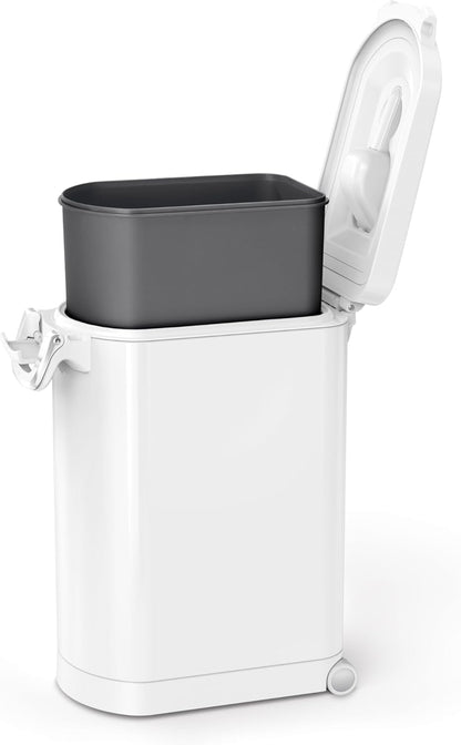 simplehuman Large Pet Food Storage Container, Holds 30-35 lb / 14-16 kg of Dry Dog Food, Cat Food, or Bird Seed, Airtight Lock-Tight Lid with Magnetic Scoop, BPA-Free, Brushed Stainless Steel