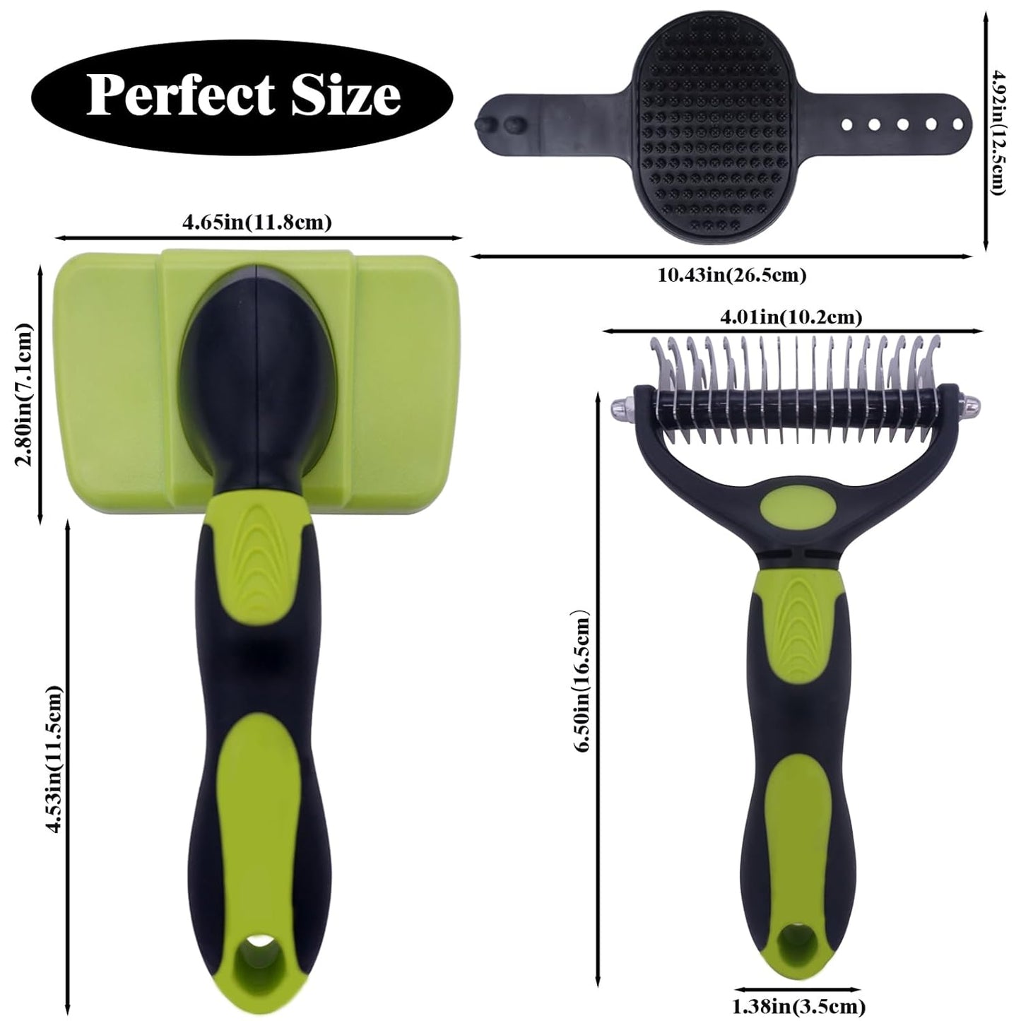 Dog brush Dog Grooming Kit 3PS： self-cleaning slicker brush dog Deshedding Tool&TPR Dog Bath Brush for dogs cats horse Home Travel (white)