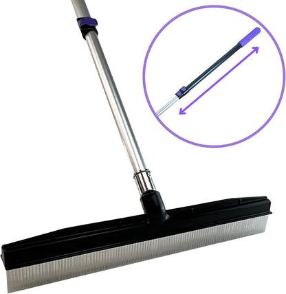 Small Room Groom Carpet Rake, 11" Handle, Portable Carpet Brush for Pet Hair, High Pile Rugs, Stairs, Furniture & Artificial Turf, Compact Groomer Tool