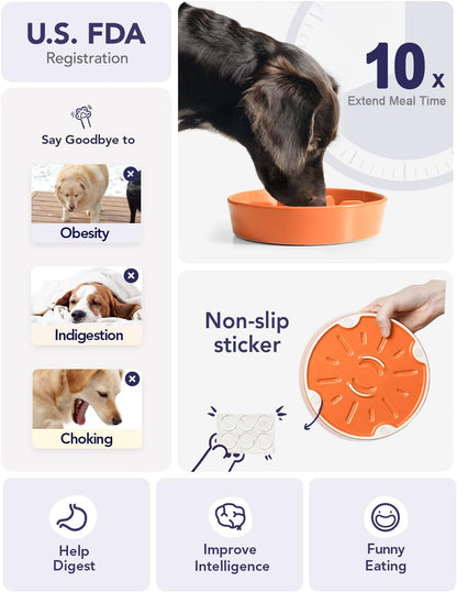 LE TAUCI Dog Bowls Slow Feeder Ceramic, 1.5 Cup Slow Feeding Bowl for Small and Medium Breed, Puzzle Dog Food Bowl for Fast Eater, Maze Purple
