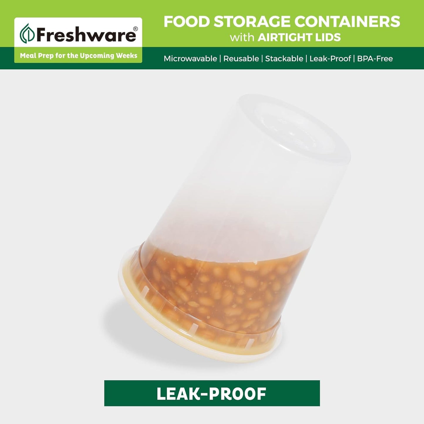 Freshware Food Storage Containers [50 Set] 25 oz Plastic Deli Containers with Lids, Slime, Soup, Meal Prep Containers, BPA Free, Stackable, Leakproof, Microwave, Dishwasher and Freezer Safe