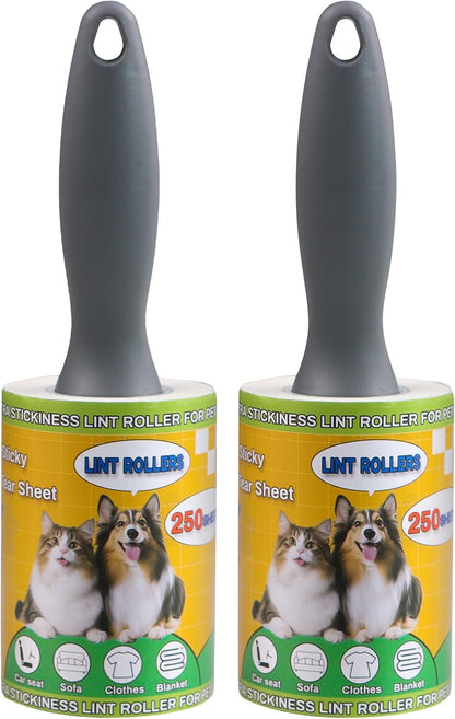 Lint Roller for Pet Hair 500 Sheets Extra Sticky Pet Hair Remover for Clothes Furniture Carpet Cleaner Cars Dogs Travel-Friendly Grip Handle Blue
