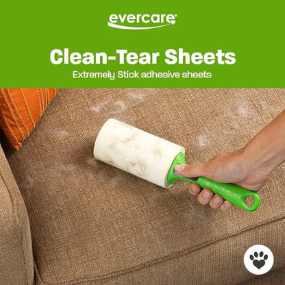 Evercare Pet Lint Roller Refill, Manual Operation, 60 Sheets per Roll, 6 Count Refill Pack for Pet Hair Removal, Green