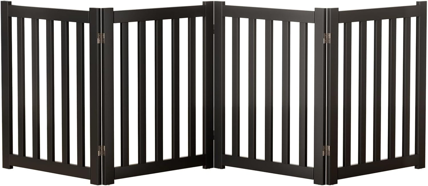 2-Panel Solid Wood Dog Gate - Freestanding Folding Pet Gate for Doorways, Stairs, Indoor, 24" Height, No Installation Needed, Natural Wood