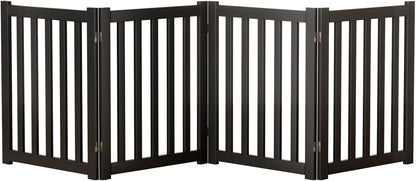 2-Panel Solid Wood Dog Gate - Freestanding Folding Pet Gate for Doorways, Stairs, Indoor, 24" Height, No Installation Needed, Natural Wood