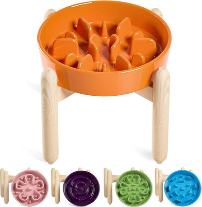 LE TAUCI Dog Bowls Slow Feeder Ceramic, 1.5 Cup Slow Feeding Bowl for Small and Medium Breed, Puzzle Dog Food Bowl for Fast Eater, Maze Purple