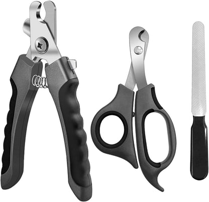 Pet Nail Clippers and Trimmers Set Safety Guard to Avoid Over Cutting Razor Sharp Blades Grooming Tool for All Small Large Dog Cat Red