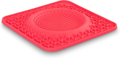 Messy Mutts Silicone Therapeutic Licking Bowl Mat | 10" x 10" | Slow Feeder Mat for Boredom & Anxiety | Lick Pad for Dogs & Cats (Blue)