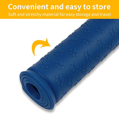 Ptlom Pet Placemat for Dog and Cat, Mat for Prevent Food and Water Overflow, Suitable for Small, Medium and Big Pet, 18" 12", Grey, Silicone