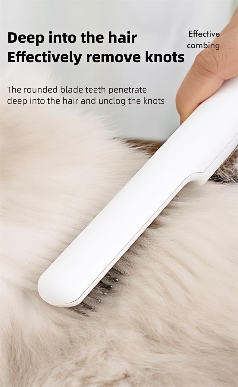 Pet Grooming Comb，Thinning & Detangling Brush with Cat-Claw Inspired Blades - Safe Dematting Tool for Long-Haired Cats/Dogs, Ergonomic Grip, Summer Cooling Solution