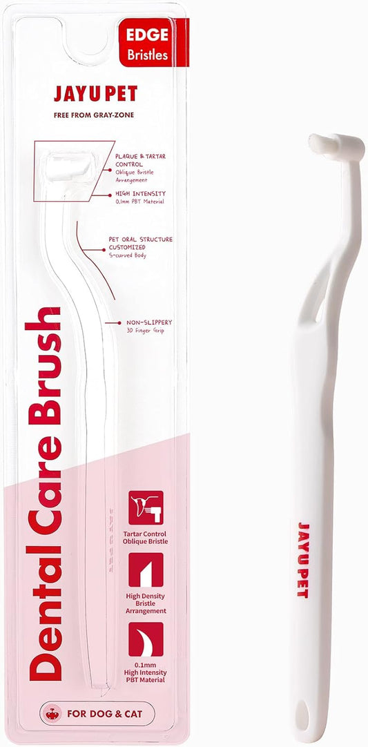 JAYU PET Dental Care Brush with Soft Bristles 1ea - Dog Toothbrush, Cat Toothbrush, Dental Care for Kitten and Small Dogs, Removing Old Plaque and Tartar, Easy Cleaning