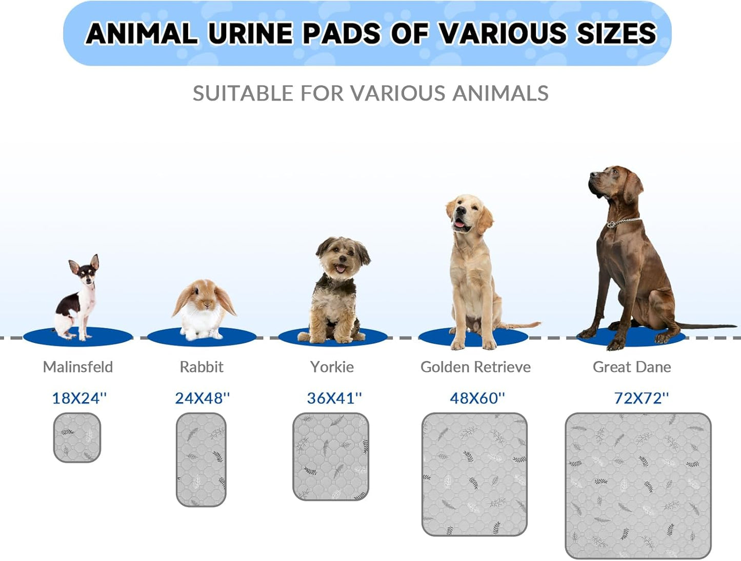 Sunheir Washable Pee Pads for Dogs Large 48" x 48" 2-Pack Reusable Puppy Pads Pet Training Pads, Absorb Dog Mats, Whelping Pad, Non-Slip Protects Against Urine Leakage (Leaves - Deep Grey, 48x48)