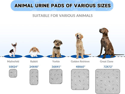 Sunheir Washable Pee Pads for Dogs Large 48" x 48" 2-Pack Reusable Puppy Pads Pet Training Pads, Absorb Dog Mats, Whelping Pad, Non-Slip Protects Against Urine Leakage (Leaves - Deep Grey, 48x48)