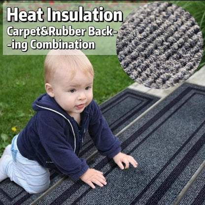 Aucuda 8.5" x 30" Outdoor Stair Treads for Dogs on Wooden Steps Spring, Non Slip Stair Runner Rug Heat Insulation Rubber Backing, Frame Staircase Mat Carpet for Indoor Grip Farmhouse. (6pcs)