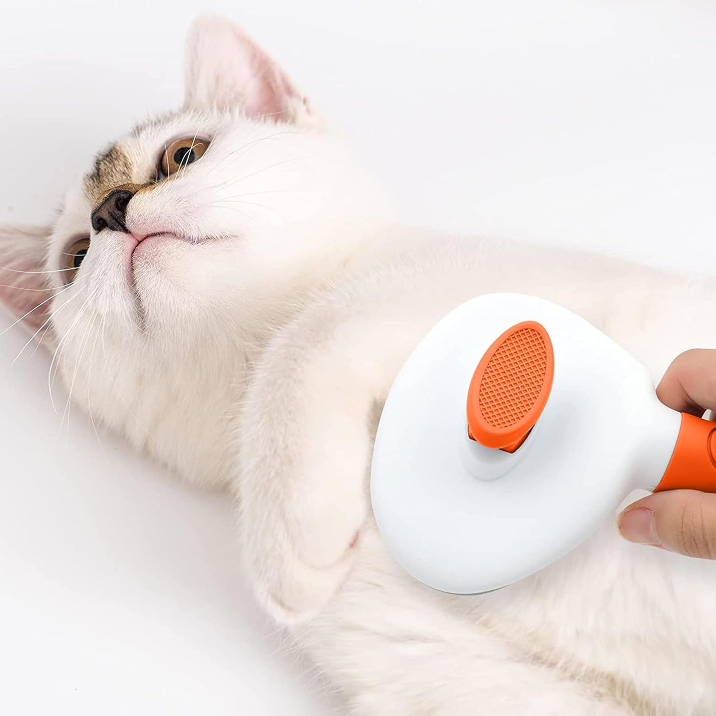Cat Brushes for Indoor Cats, Dog Brush for Shedding with Metal Cat Comb, Self Cleaning Pet Hair Brush with Release Button for Grooming Kitten(Pink)