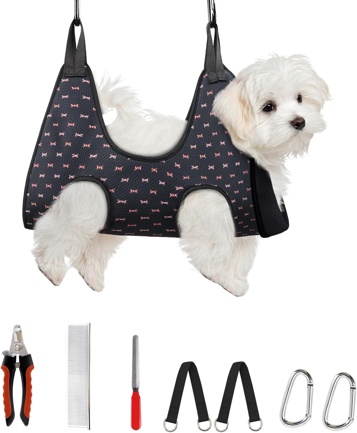 Supet Dog Grooming Hammock Harness for Dogs Cats, Relaxation Pet Nail Clipper Hammock, Restraint Dog & Small Animal Leashes Sling for Groomingk for Nail Trimming (Coral Blue, S)