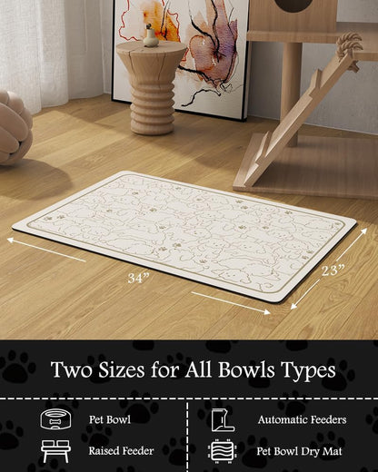 PADOOR Pet Feeding Mat-Absorbent Dog Mat for Food and Water Bowl-No Stains Easy Clean Dog Food Mat-Quick Dry Water Dispenser-Puppy Supplies Accessories