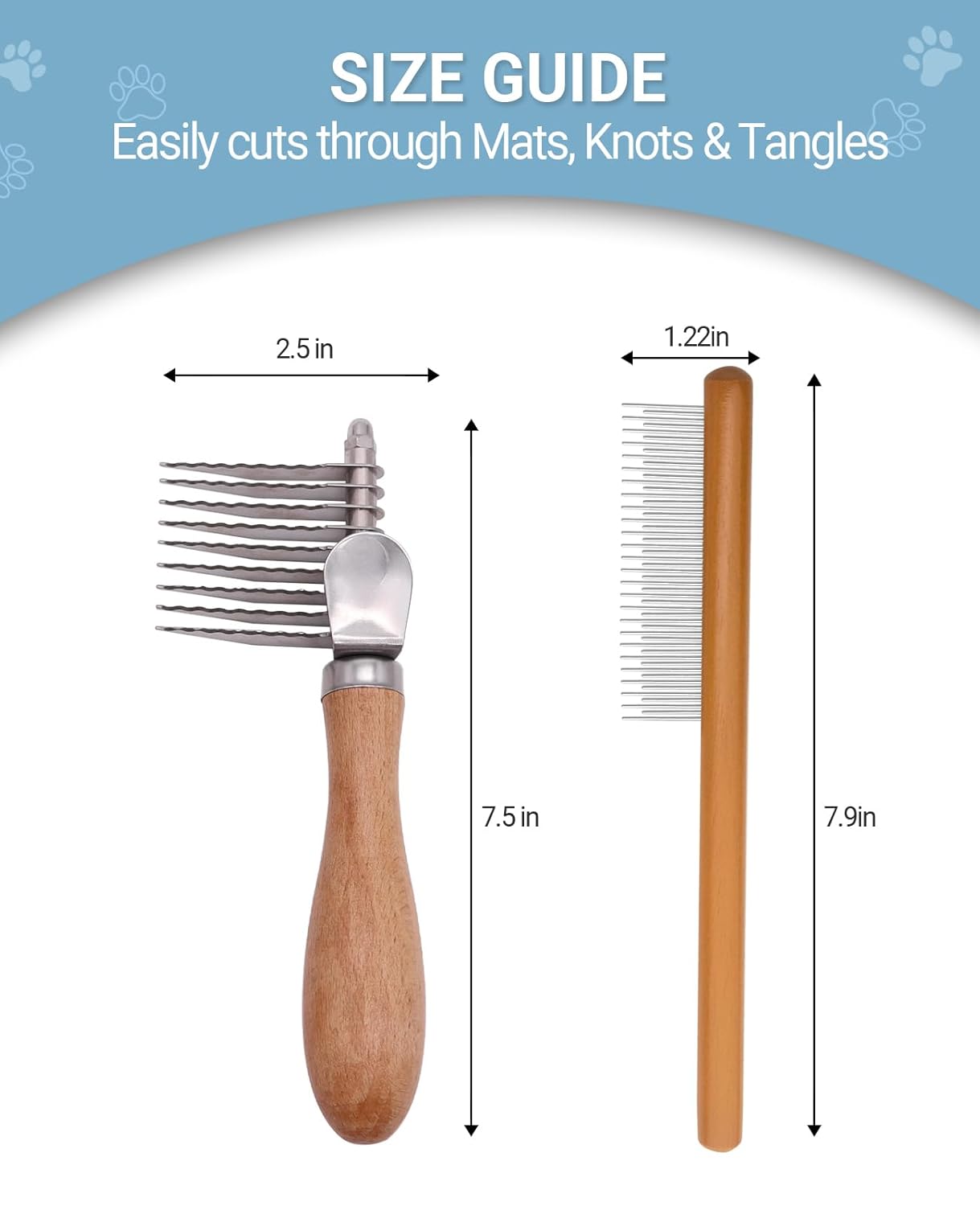 Dematting Comb for Dogs, Dematting Tool for Dogs & Cats - Serrated Matted Hair Removal Brush - Easily Remove Knots, Mats and Tangles - Designed for Wavy & Curly Coats