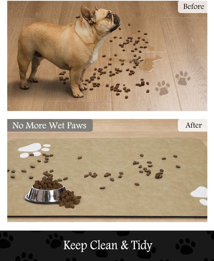 PADOOR Pet Feeding Mat-Absorbent Dog Mat for Food and Water Bowl-No Stains Easy Clean Dog Food Mat-Quick Dry Water Dispenser-Puppy Supplies Accessories